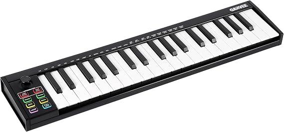 37-Key USB MIDI Keyboard Controller, Portable Music Keyboard with 8 Drum Pads, OLED Display and DAW Integration, Professional Electronic Piano for Music Production, Black