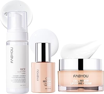 FABYOU Skin Revitalizing Daily Routine Set – Rice Glow Bubble Toner, EGF Cell Renew Ampoule & Stem Cell Facial Cream for Skin Recovery, Deep Hydration, and Anti-Aging