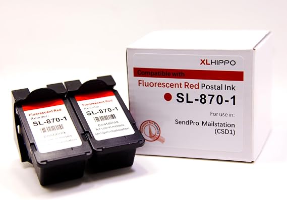 SL-870-1 Postage Ink Replacement for Pitney Bowes SL-870-1 Red Ink Cartridge Compatible with New SendPro Mailstation Postage Meter CSD1 Machine ((2