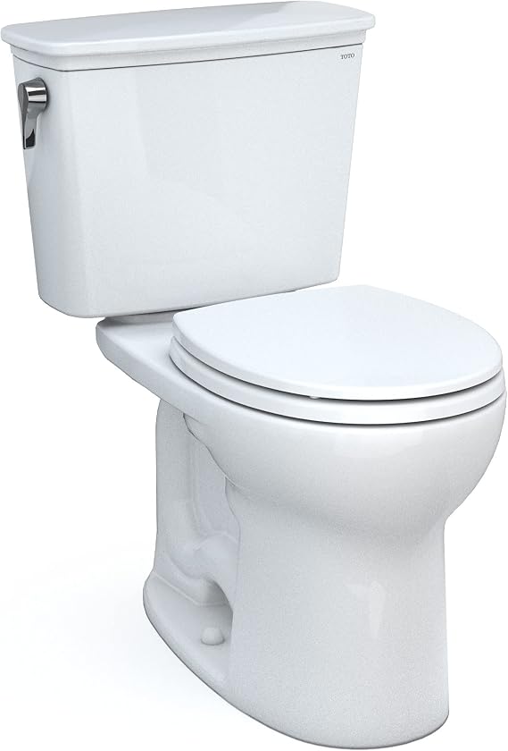 TOTO Drake Transitional Two-Piece Round 1.28 GPF Universal Height TORNADO FLUSH Toilet with CEFIONTECT, Cotton White - CST785CEFG#01