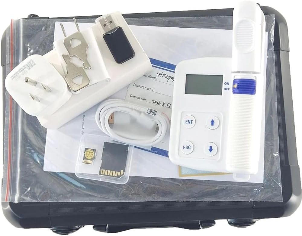 Chlorophyll Meter Leaf Surface Temperature Measurement Device with Leaf Temperature Measuring Range -10-99.9℃ Chlorophyll Measuring Range 0.0-99.99SPAD 16GB Data Storage