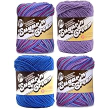 Bulk Buy: Lily Sugar 'n Cream Limited Edition 100% Cotton Yarn (Coordinated 4-Pack) (Jewels, Dazzle Blue, Hot Purple)4