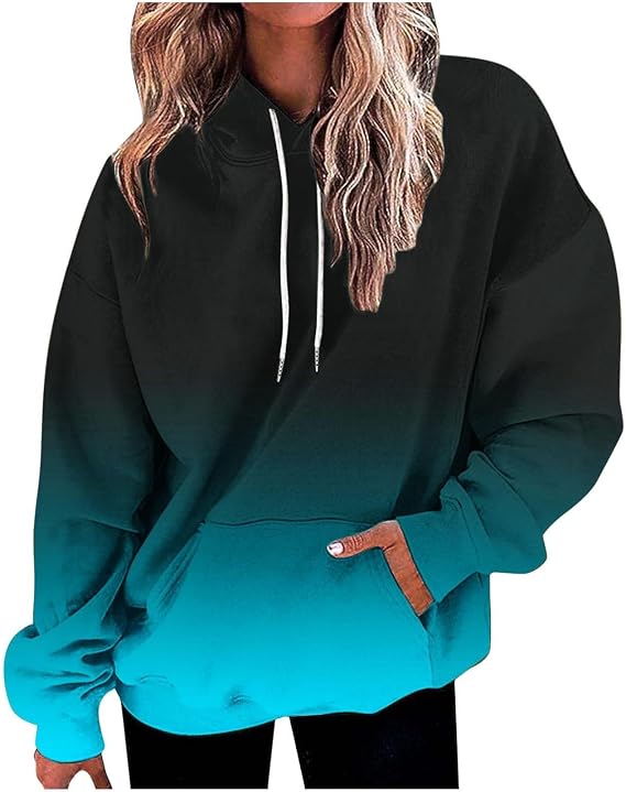 Juniors Clothing labor day sale 2024 amazon Women's Fashion Hoodies Long Sleeve Drawstring Hoodied Western Aztec Print Oversized Fall Tops Clothes Blue-b XX-Large