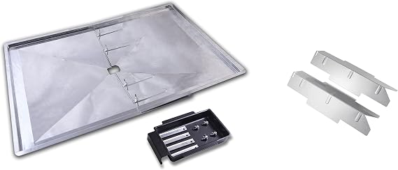 Replacement Grease Tray (24-27 inches Width) and Heat Plate Set of 2 for Dyna-Glo BBQ Grill Models DGF350CSP, DGF350CSP-D, DGC350CNP-D.