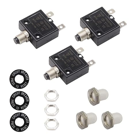3PCS 5A Amp Push Button Thermal Circuit Breaker 125-250VAC 50VDC