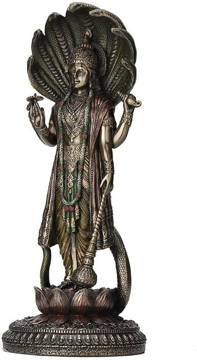 Royal Kurta Devyom Design12.5 Inch Hindu God Shesha Vishnu Antique Bronze Finish Handmade