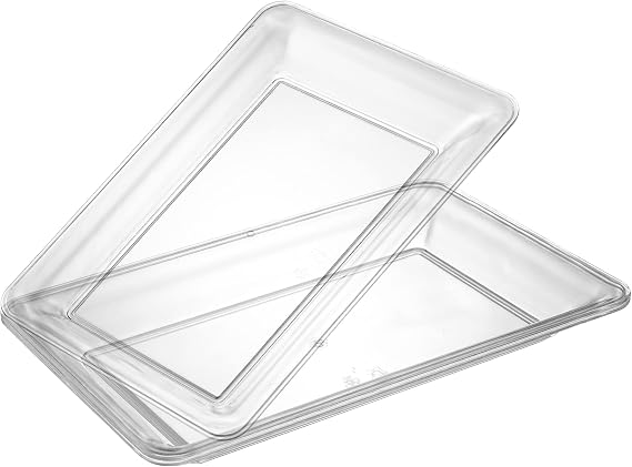 Clear Plastic Serving Trays - 10 x 14 Serving Platters Rectangle