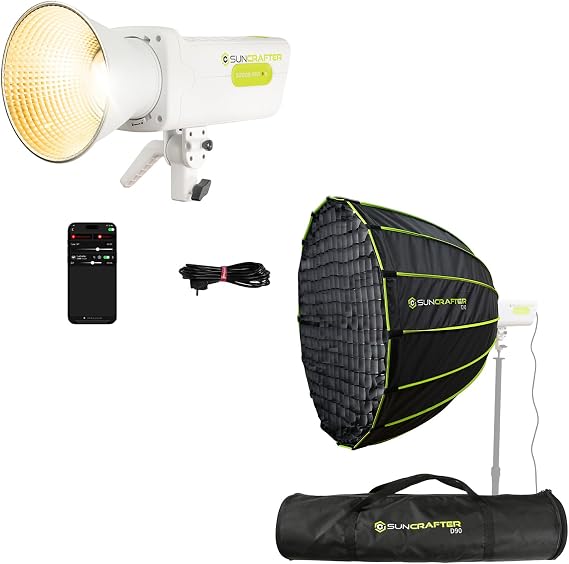 Bi-Color LED Video Light Continuous Output Lighting 310W Max 2700-6500K, with 90cm/35.4" Dome Softbox, Video Streaming Filming Photography