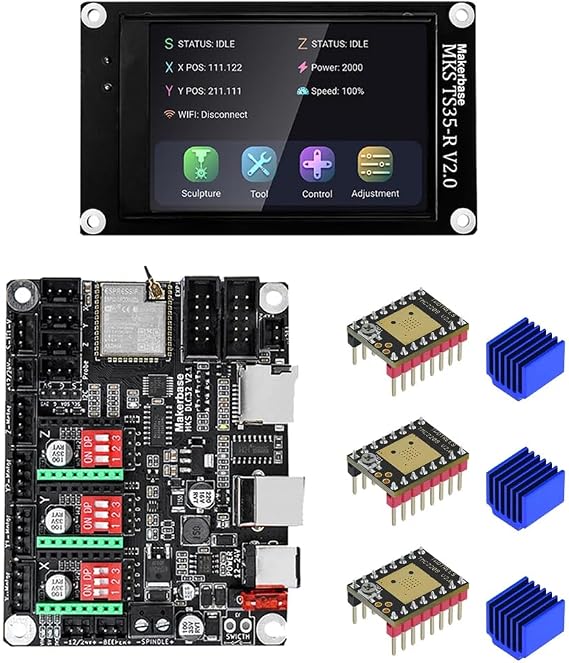 Makerbase MKS DLC32 Control Board 32bit Motherboard ESP32 WiFi TS24/TS35 Screen TMC2209 Driver for CNC Laser Engraving Machine (Package-12)