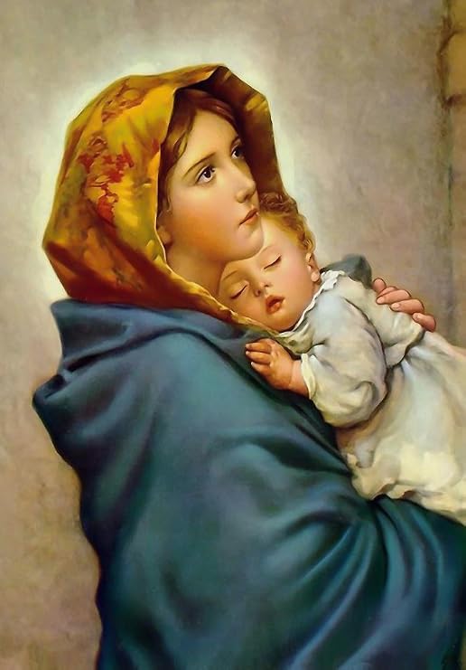 Virgin Mary and Child Jesus POSTER print A4 Madonna of the Streets picture Blessed Mother image Holy Mary painting Catholic Christian Religious Holy Wall Art Decor Gift for Home Room Kids Children