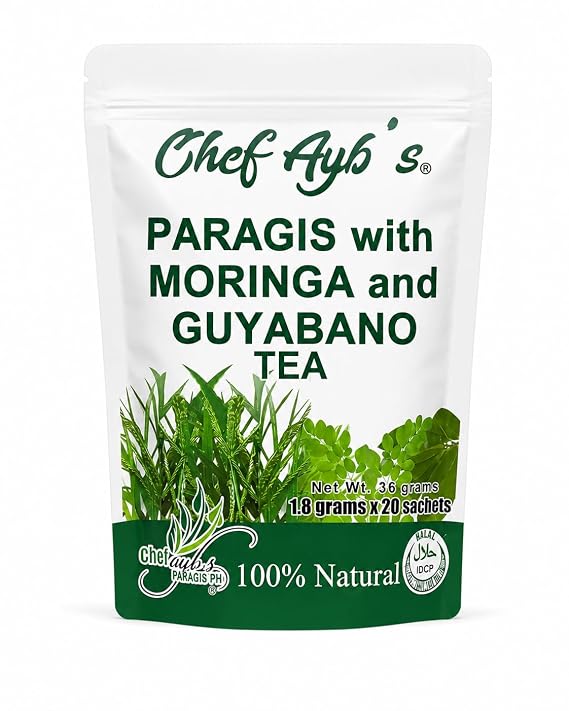 Chef Aybs Paragis with Moringa and Guyabano Herbal Tea Bags Natural Herbal Tea Blend 20 Tea Bags (1.8g Each) Caffeine Free Tea for Daily Enjoyment
