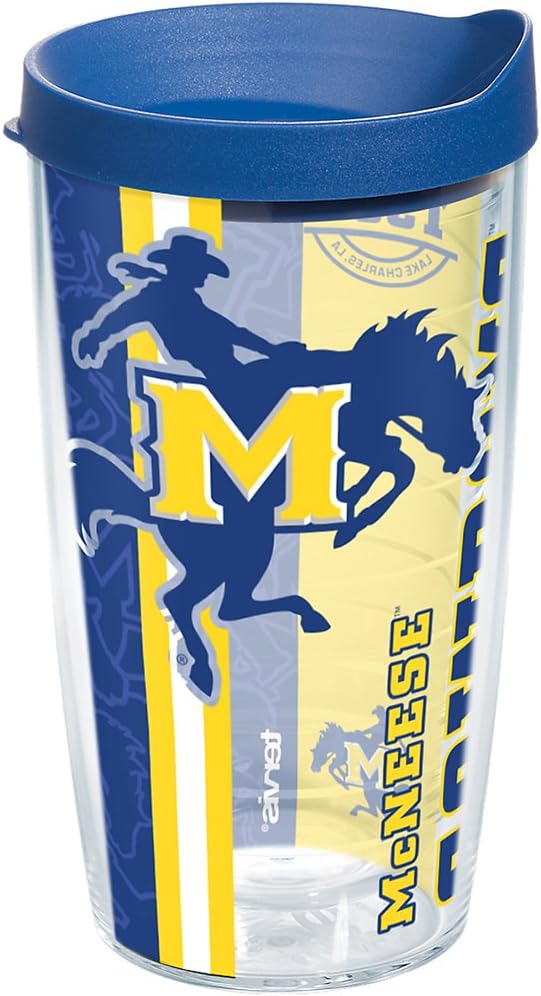 Tervis McNeese State Cowboys College Pride Tumbler with Wrap and Blue Lid 16oz, Clear