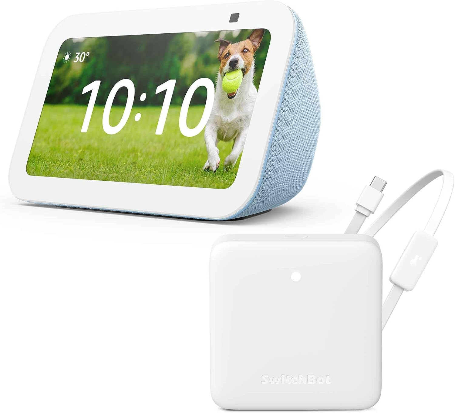 Echo Show 5 3rd Generation Cloud Blue + SwitchBot Smart Remote Control, Hub Mini Includes Temperature and Humidity Sensor, Matter Compatible Version