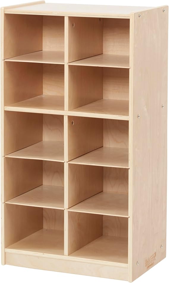 Back2School Express 10-Compartment Mobile Cubby Storage Cabinet, 5x2, Toy Organizer, Natural