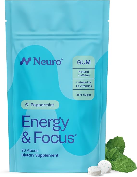 Neuro Energy & Focus Gum, Peppermint, 90 Count