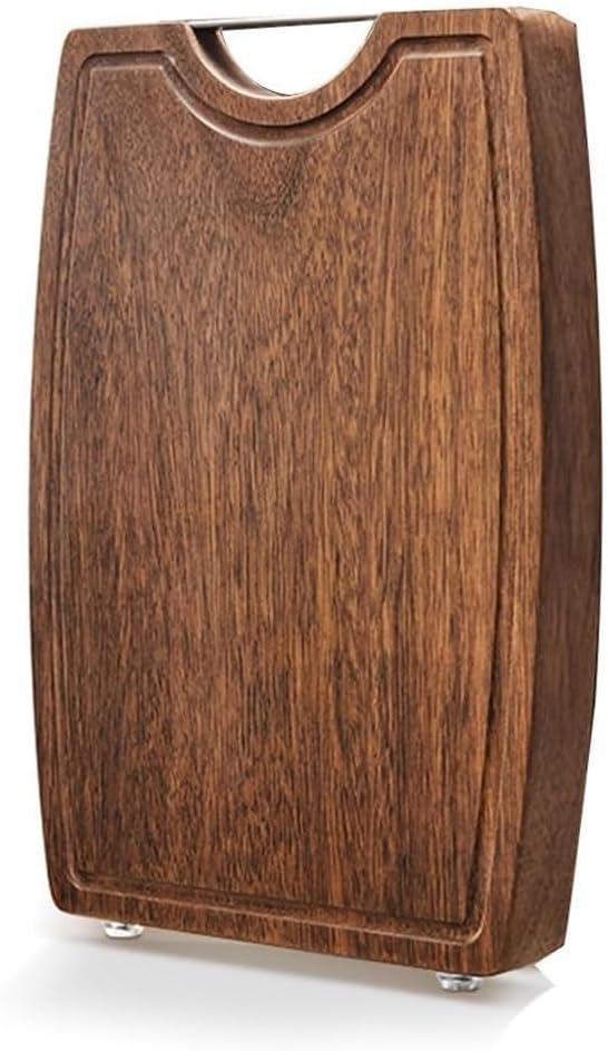 Large Solid Wood Cutting Board for Kitchen, Whole Wood Tablet Thick Chopping Board With Stainless Steel Handle and Juice Grooves, Double-Sided Pastry Bread Kneading A-40 * 28 * 2.5cm