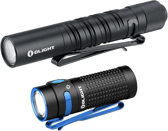 OLIGHT I3T EOS 180 Lumens Dual-Output Slim EDC Flashlight Bundle with Baton4 Rechargeable EDC Flashlight, LED Light 1300 Lumens with Magnetic Charging Cable