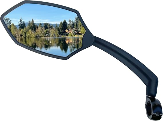 Hafny New Handlebar Bike Mirror, HD Glass Lens, Adjustable & Rotatable Safe Rearview Bicycle Mirror, Blast-Resistant, HF-M6002-FR053 (Anti-glare Blue Left Side)