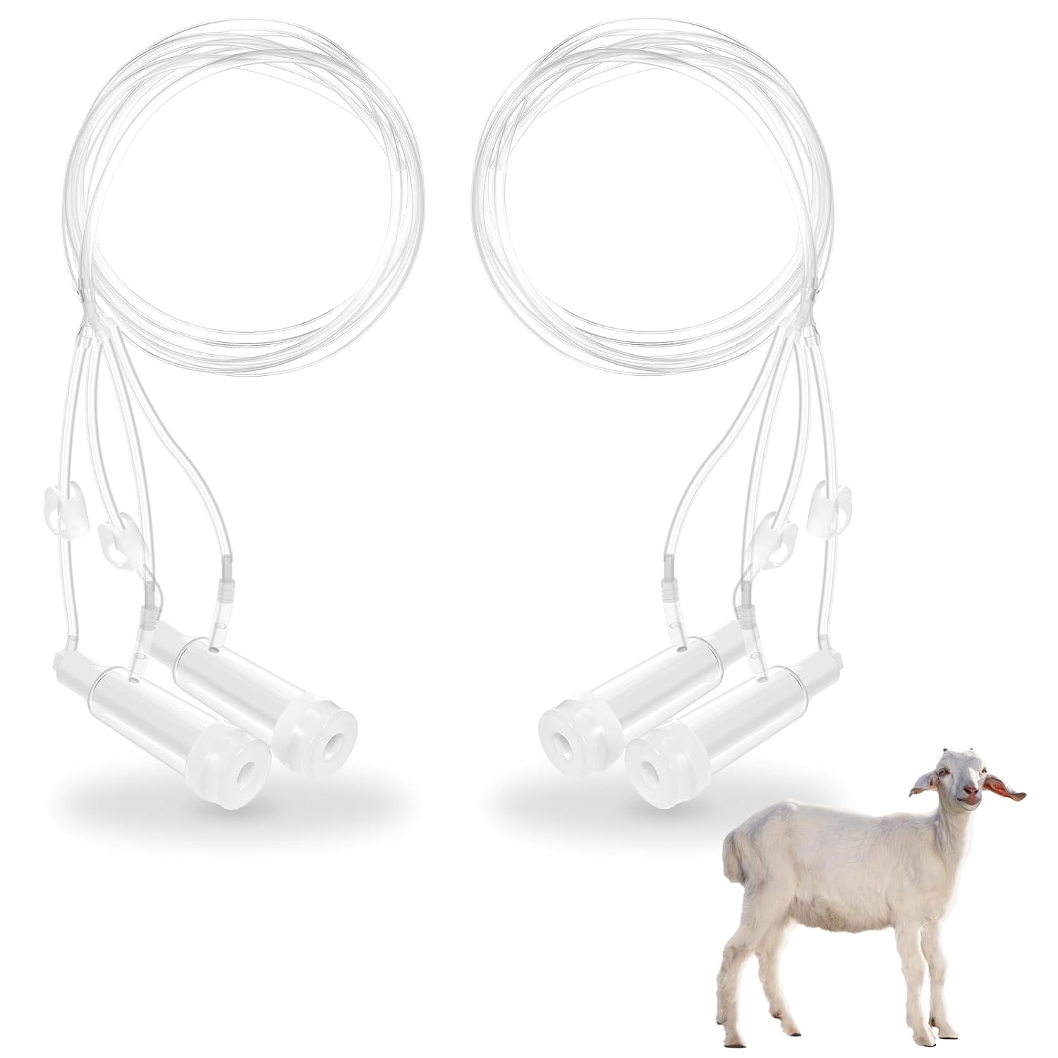 Milking Machine Accessory Goat Teat Cup, Double Cup with Tube for Goat, Sheep, Camels, Farm Tool