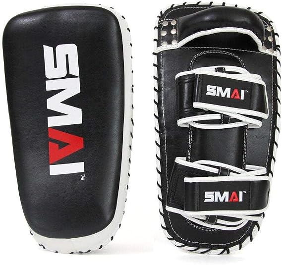 SMAI Essentials Muay Thai Pads (Pair) - Leather Kickboxing, MMA, Karate and Martial Arts Strike Shield, Punch and Kick Protection Training Gear - Made for Men, Women and Youth