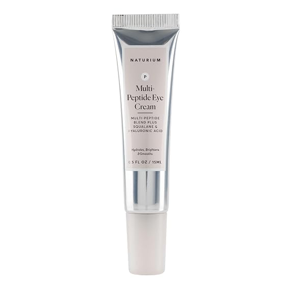 Naturium Multi-Peptide Eye Cream, Smoothing & Anti-Aging Skincare, with Squalene & Hyaluronic Acid, 0.5 oz