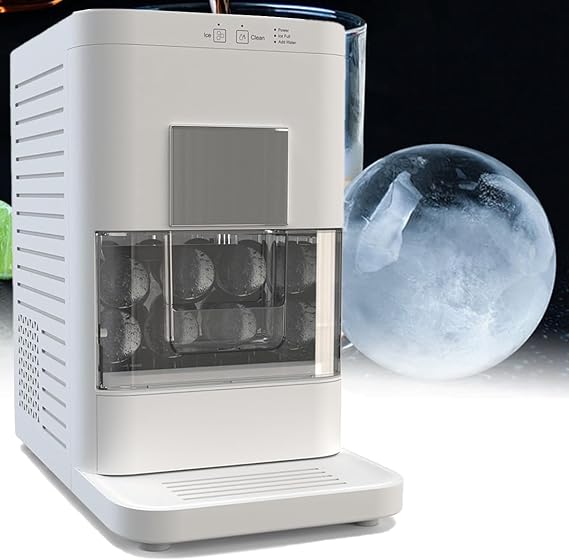 Countertop Spherical Ice Maker Machine, Portable Ice Maker Machine, 2" Clear Ice Ball Maker, Automatic Self Cleaning Function, Transparent Window, 84 Balls Per Day, Countertop Ice Maker for Home/Bar