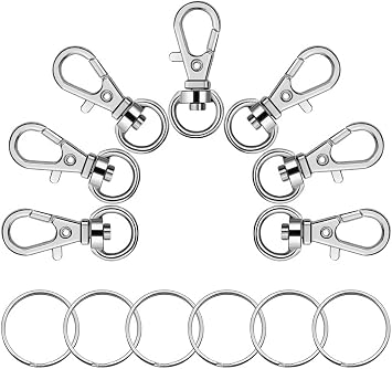 20Pcs Swivel Snap Hook Set,Stainless Steel Swivel Snap Hooks with Durable Metal Split Key Rings Jewelry Velvet Pouches for DIY Craft,Pet Chains,Dog Tie-Out Cable, Split Ring,Bird Feeders and More