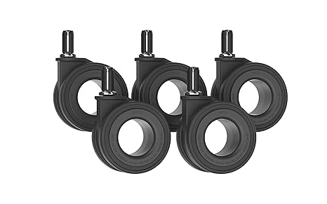 Office Chair Wheels 5-Pack Hubless 1000lb Hardwood Casters Black Okina Mu