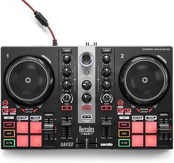 Hercules DJControl Inpulse 200 MK2 Ideal DJ Controller for Learning to Mix Software and Tutorials Included, Black
