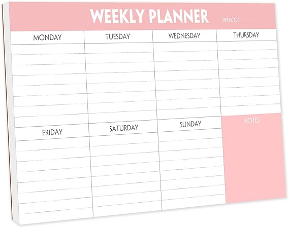Weekly Planning Pad - Tear Off To Do List Pad with Daily Schedule & Calendar, 52 Sheets, 100gsm Paper, Undated Weekly Planning Notepad, 6x9 in