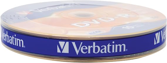 Verbatim DVD-R Blank Discs AZO Dye 4.7GB 16X Recordable Disc - 10 Pack Wrap Silver