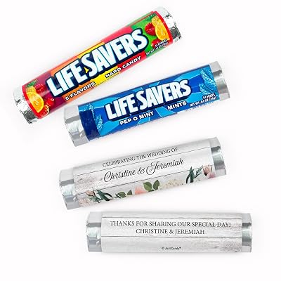 20 Personalized Wedding Lifesavers Rolls 20 Rolls - 5 Flavor Multi Fruit