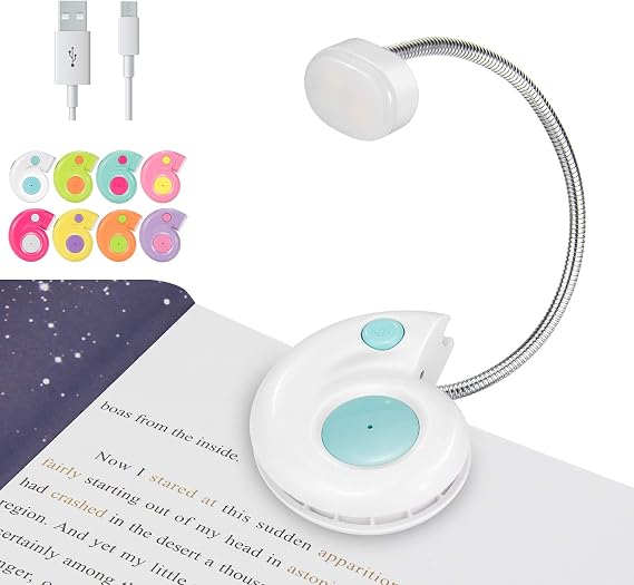 LUXSWAY Rechargeable Book Light, Portable Reading Lamp, Eye Care Book Light for Kid, Bookmark Light for Adult Bookworm -White