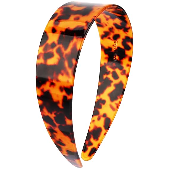 Tortoise Shell Headband with Teeth for Women, Wide Acetate Leopard Plastic Hair Band for Women's Hair No Headache No Slip