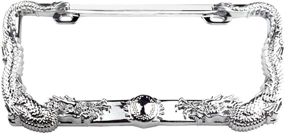 Dragon Metal License Plate Frame - Chrome