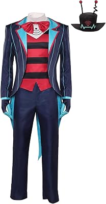 Hazbin Cartoon Hotel VOX Cosplay Costume Mens VOX Tuxedo Hat Set Outfits for Halloween Party