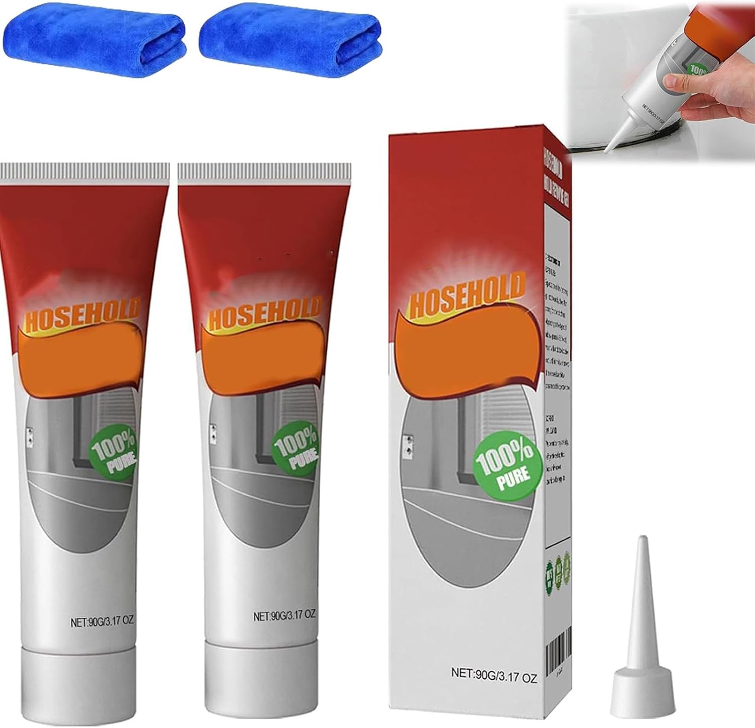 Refrigerator And Washing Machine Seal Stain Cleaning Gel, Powerful Household CleaningGel,Household Gel, Suitable For Stains On Sink, Bathtub, Toilet Seals, BathroomKitchen Stain Cleaning 2pcs