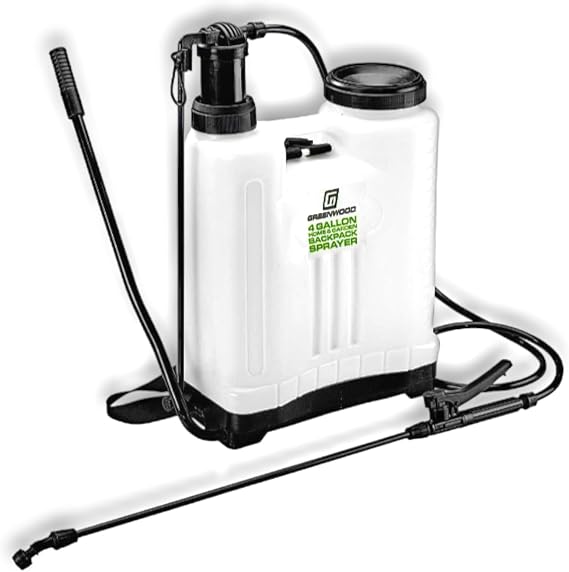 4Gallon Backpack Sprayer with 4 Nozzles Manual Pump, 12 PSI, 66" Hose