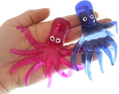 2 Octopus Ultra Sticky Toy - Super Sticky Novelty Toy - Sticky Hands Animal Random Colors
