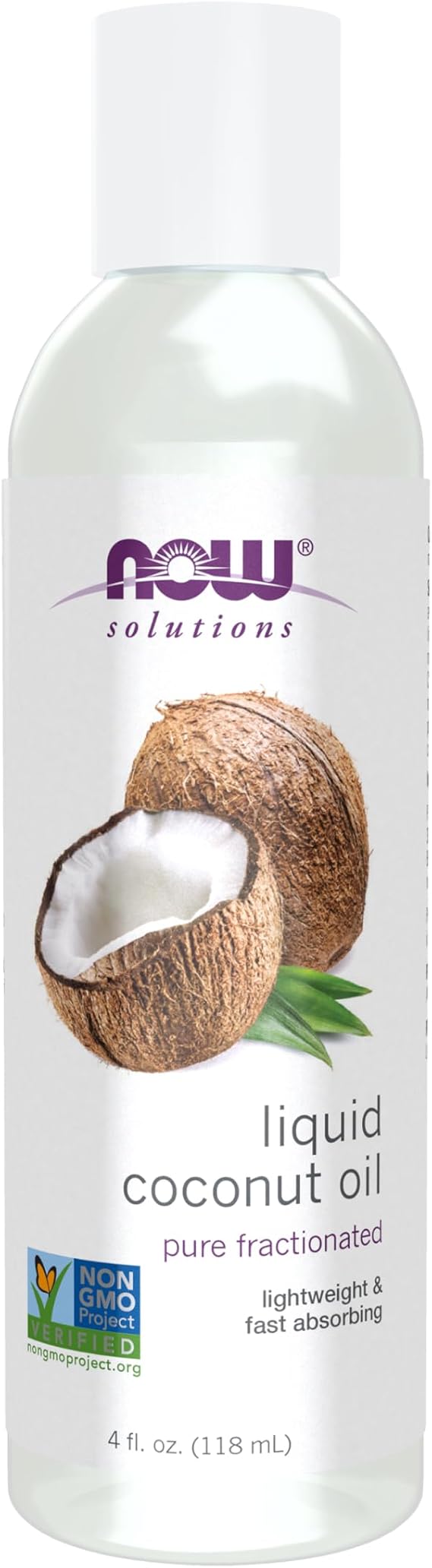 NOW Foods Solutions, Liquid Coconut Oil, Light and Nourishing, Promotes Healthy-Looking Skin and Hair, 4-Ounce
