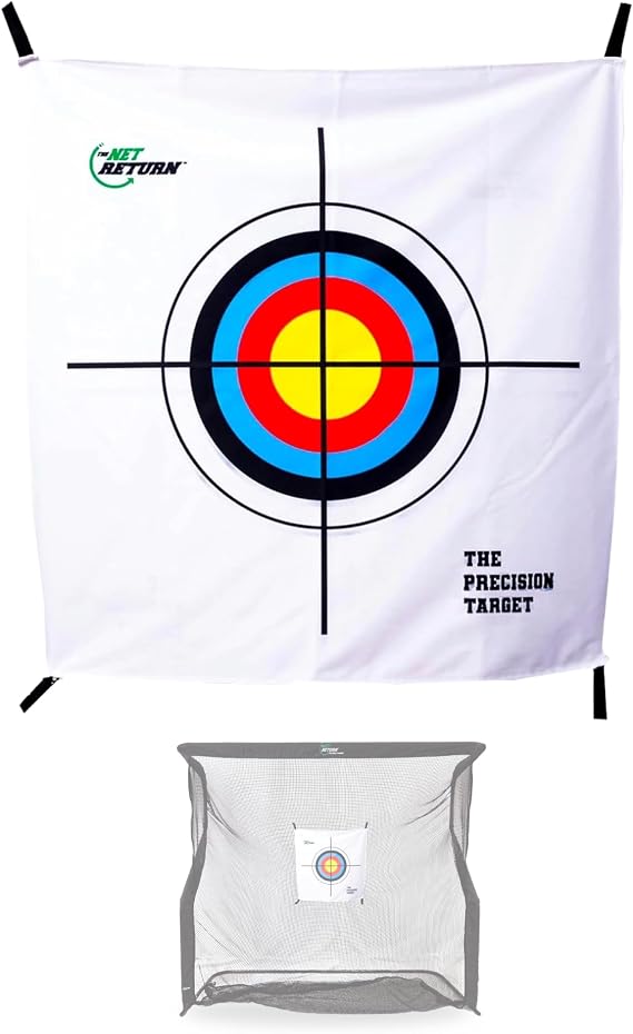 Net Return Precision Target for Pro & Home Series Nets, 26"x26" Golf Training Aid, Heavy-Duty Polyester, Easy Setup for Golf Swing, Baseball, Lacrosse - Made in USA