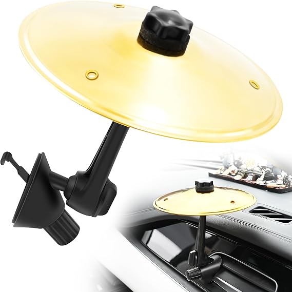 Car Cymbal Air Vent, Mini Cymbal for Car, Car Symbol Drum Air Vent for Music Lovers, Mini Car Drum Rhythm Toy for All Vehicles - Gold