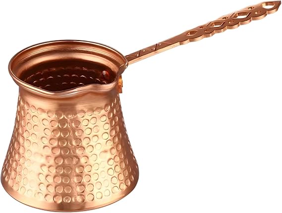 Turkish Coffee Pot, Aluminum with Long Handle, Hammered Finish, Vintage Greek Arabic Briki