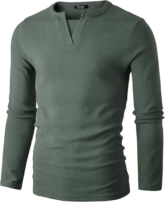 GIVON Men's Slim Fit Pullover V-Neck Sweater Cotton Long Sleeve Soft Stretch Fabric with Front Placket