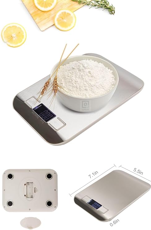 Dijital Gıda Ölçeği Paslanmaz Çelik (1Gr- 5 Kg) Hassas Ölçek LCD Ekran Diyet Ölçü Mutfak Terazisi