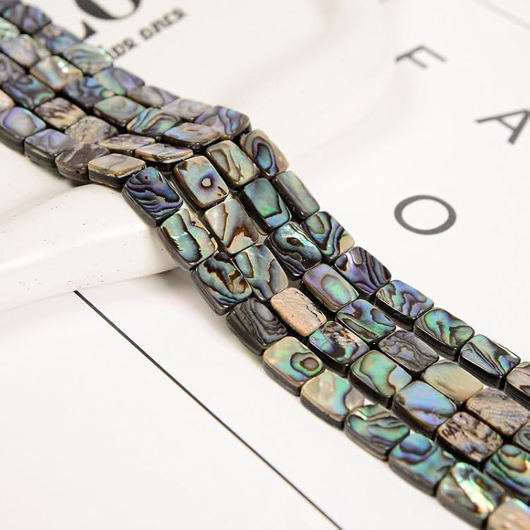 40 Pcs 8x10mm Natural Abalone Shell Rectangle Shape Charms Beads for DIY Jewelry Making Bracelets Earring Necklace