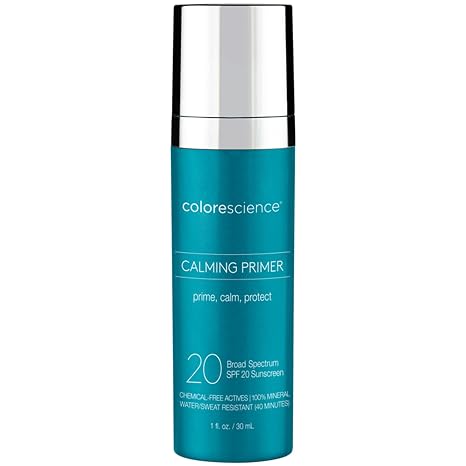 Colorescience, Calming Perfector Face Primer, SPF 20, 1 Fl Oz | Water Resistant Mineral Sunscreen, Broad Spectrum UV Skin Protection