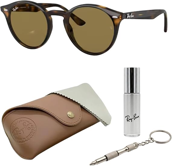 Ray-Ban RB2180 Round Shape Sunglasses Eyewear Kit Bundle, Light Havana 710/73 | 49mm, 49mm, Light Havana 710/73 | 49mm, 49 mm