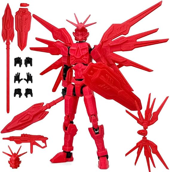 T13 Action Figure, Assembly Completed Robo 13 Action Figures, 3D Printed Robot Toys - The Premium Toy for Sci-Fi Enthusiasts, 5.2 INCH (Red)