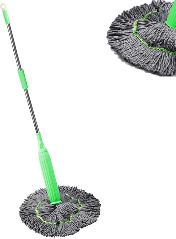 2 in 1 Dehydrated Mop, Self-Wringing Twist Mops, Floor Spin Mop System with Wringer Set, 360 Degree Spin Round Self Wringing Wall Cleaning Mop for House Bathroom Floor (1*mop)